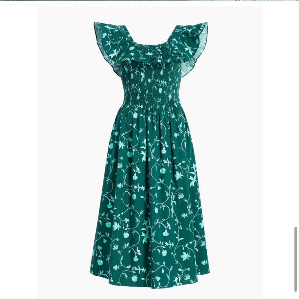 Hill House Teal Floral Midi Dress